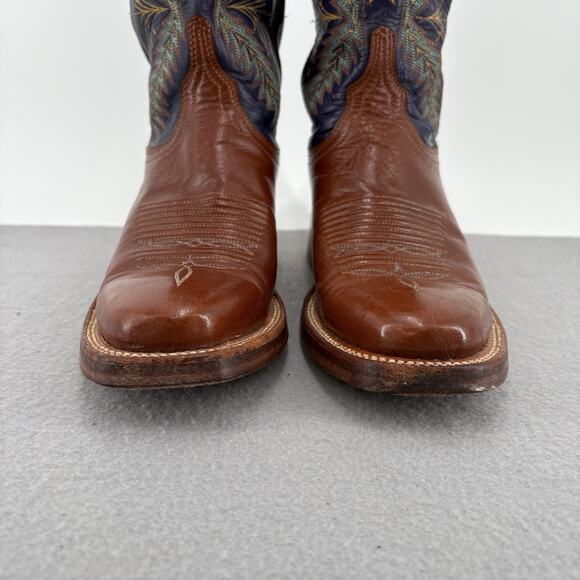 Vintage Lucchese 2000 Boots Womens 6.5B Brown Blue Leather Western Lone Star - Picture 8 of 16